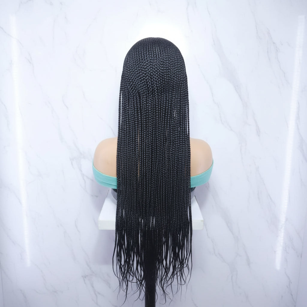 Braided Wig. Front Cornrow Braids, Zig Zag Parting.  Full Lace Cap