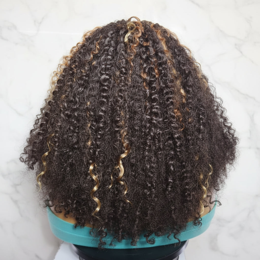 Braided Wig: Two Braids Transitioning to Spring Curls, Full Lace. Double Cornrow braids