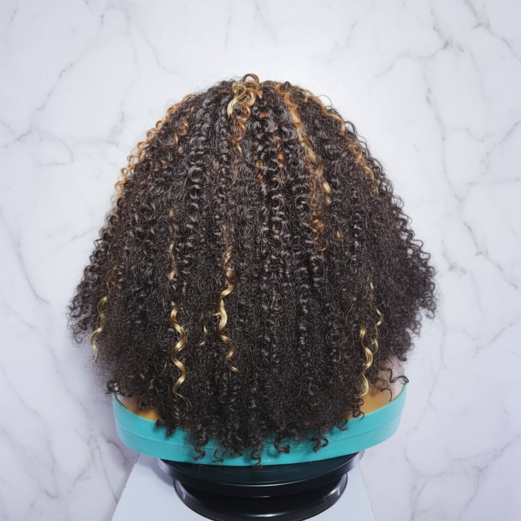 Braided Wig: Two Braids Transitioning to Spring Curls, Full Lace. Double Cornrow braids