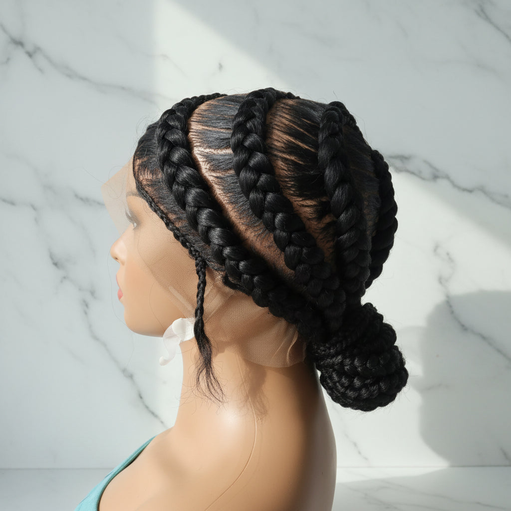 Braided Wig. Natural Brush Cornrow Braids. Full Lace with Baby Hair