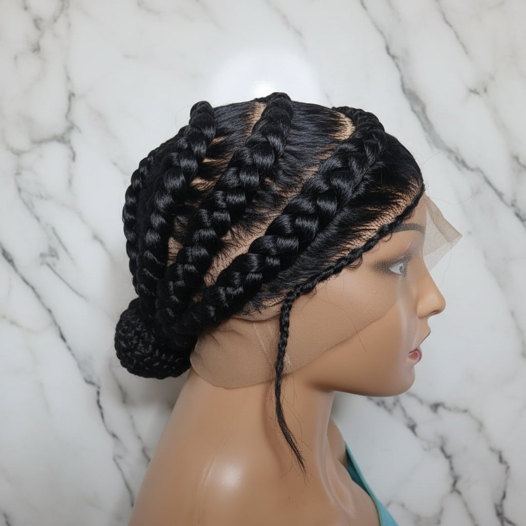 Braided Wig. Natural Brush Cornrow Braids. Full Lace with Baby Hair