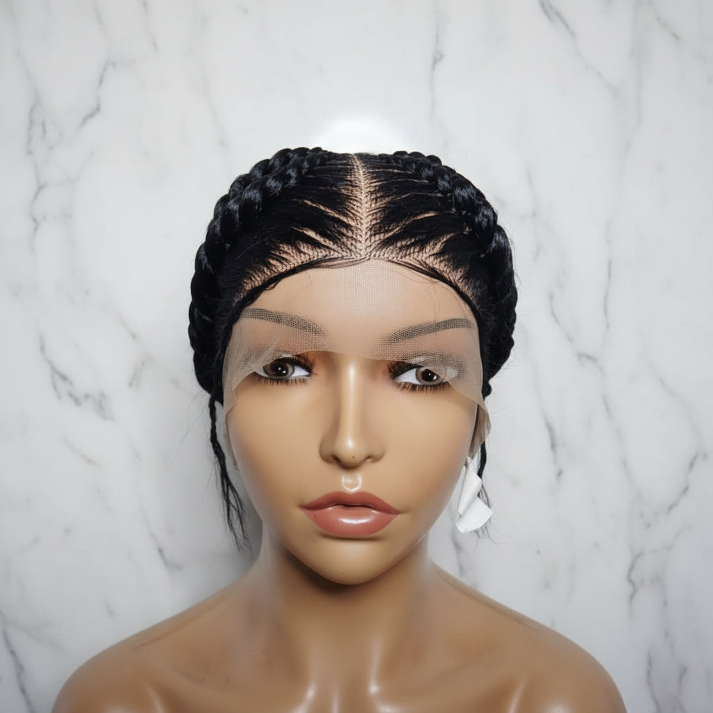 Braided Wig. Natural Brush Cornrow Braids. Full Lace with Baby Hair