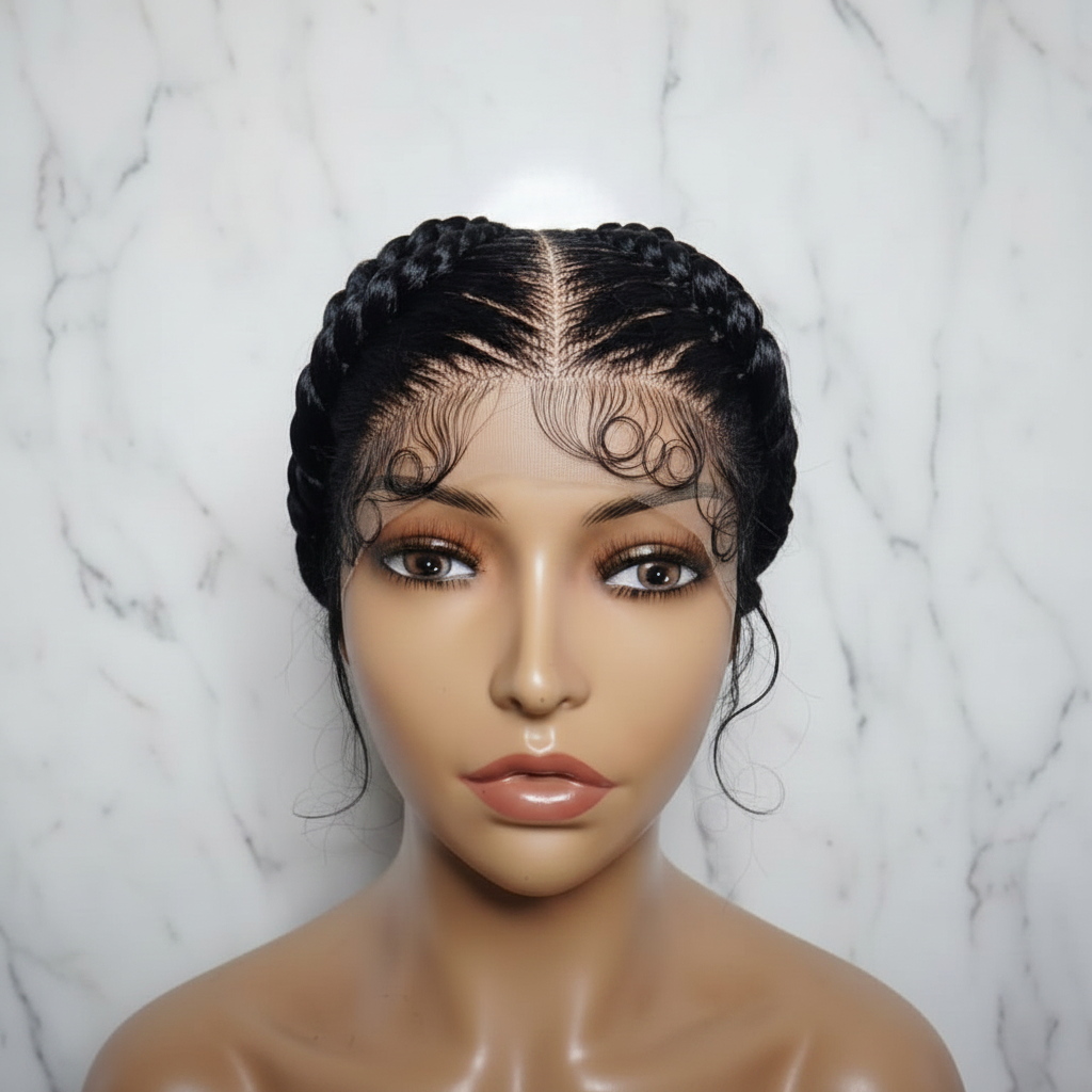 Braided Wig. Natural Brush Cornrow Braids. Full Lace with Baby Hair