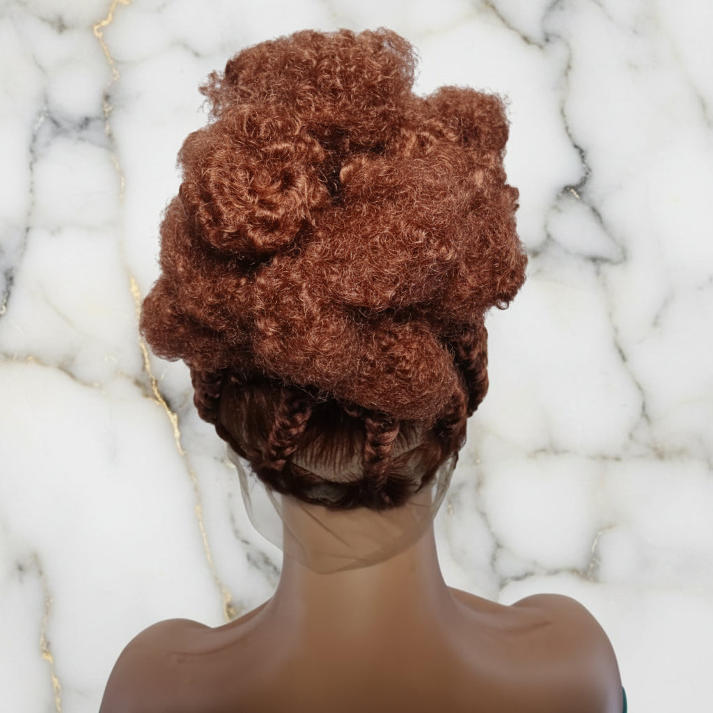 Natural Hair Updo Bun Braided Wig. Full lace with Baby Hair