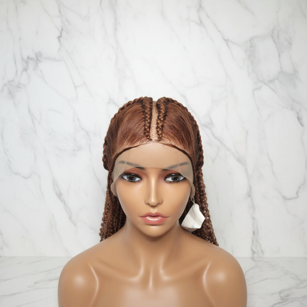 Braided Wig: Two Braids Transitioning to Spring Curls, Full Lace Cap