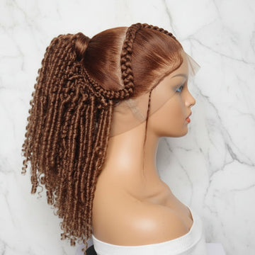 Braided Wig: Two Braids Transitioning to Spring Curls, Full Lace Cap