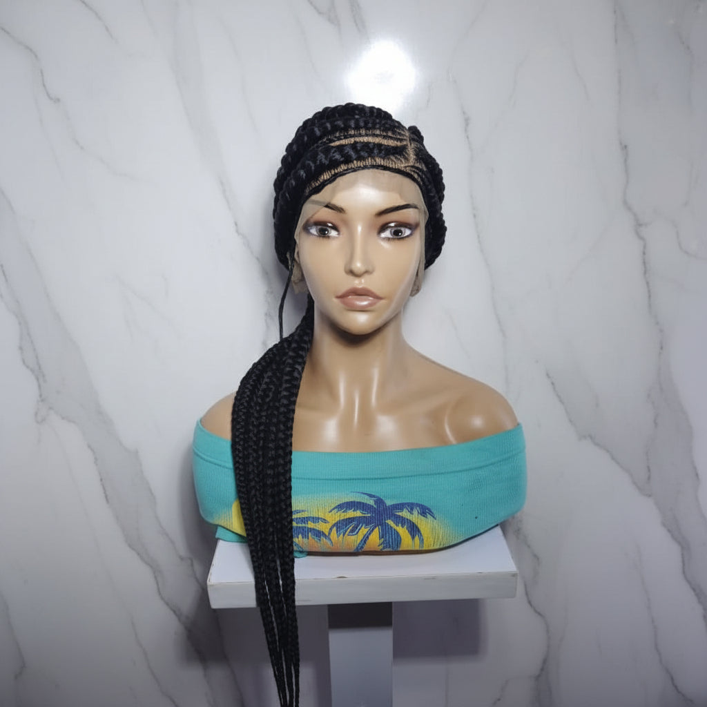 Braided Wig. Cornrow with Jumbo Puff Knots. Full Lace with Baby Hair