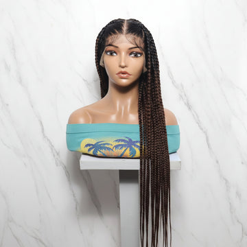 Braided Wig. Brush Large Knotless Braids. Full Lace with Baby Hair.  34in Long Braids