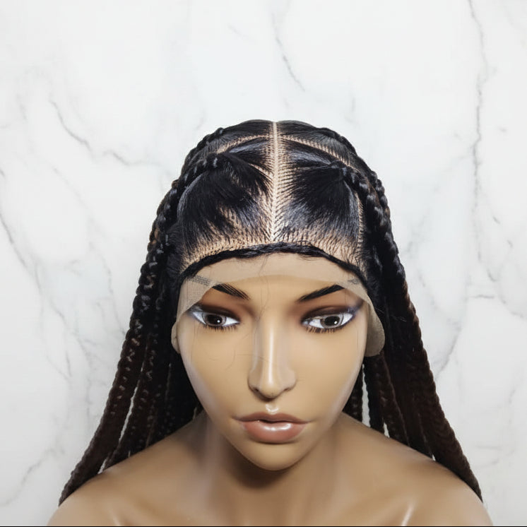 Braided Wig. Brush Large Knotless Braids. Full Lace with Baby Hair.  34in Long Braids