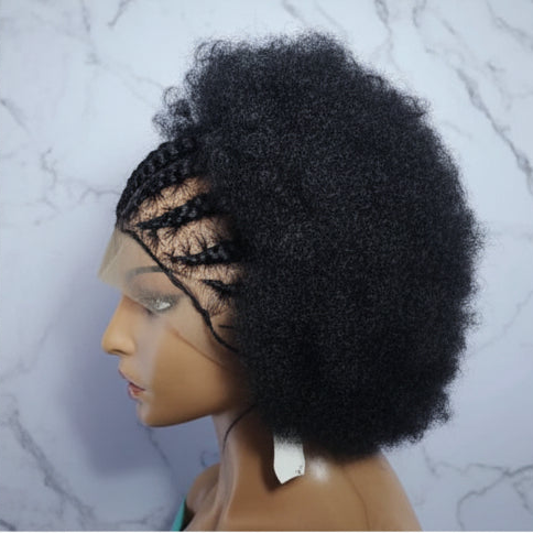 Natural Curly Updo Braided Wig. Full Lace with Baby Hair.