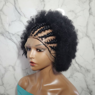 Natural Curly Updo Braided Wig. Full Lace with Baby Hair.
