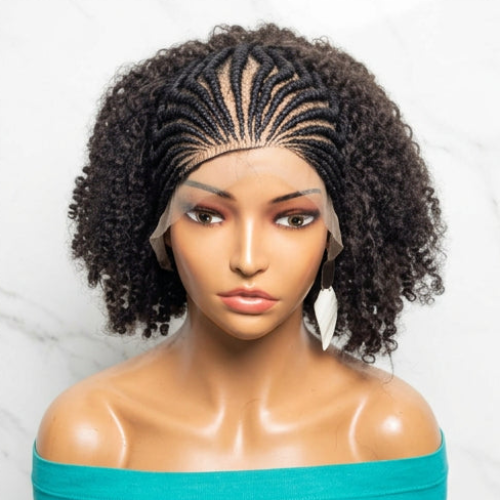 Hand Braided Wig: Cornrow with Curls, Full Lace, Baby Hair