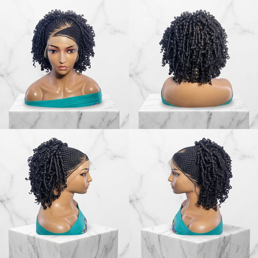 a black curly wig 