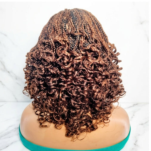Hand Braided Wig: Cornrow with Curls, Full Lace, Baby Hair