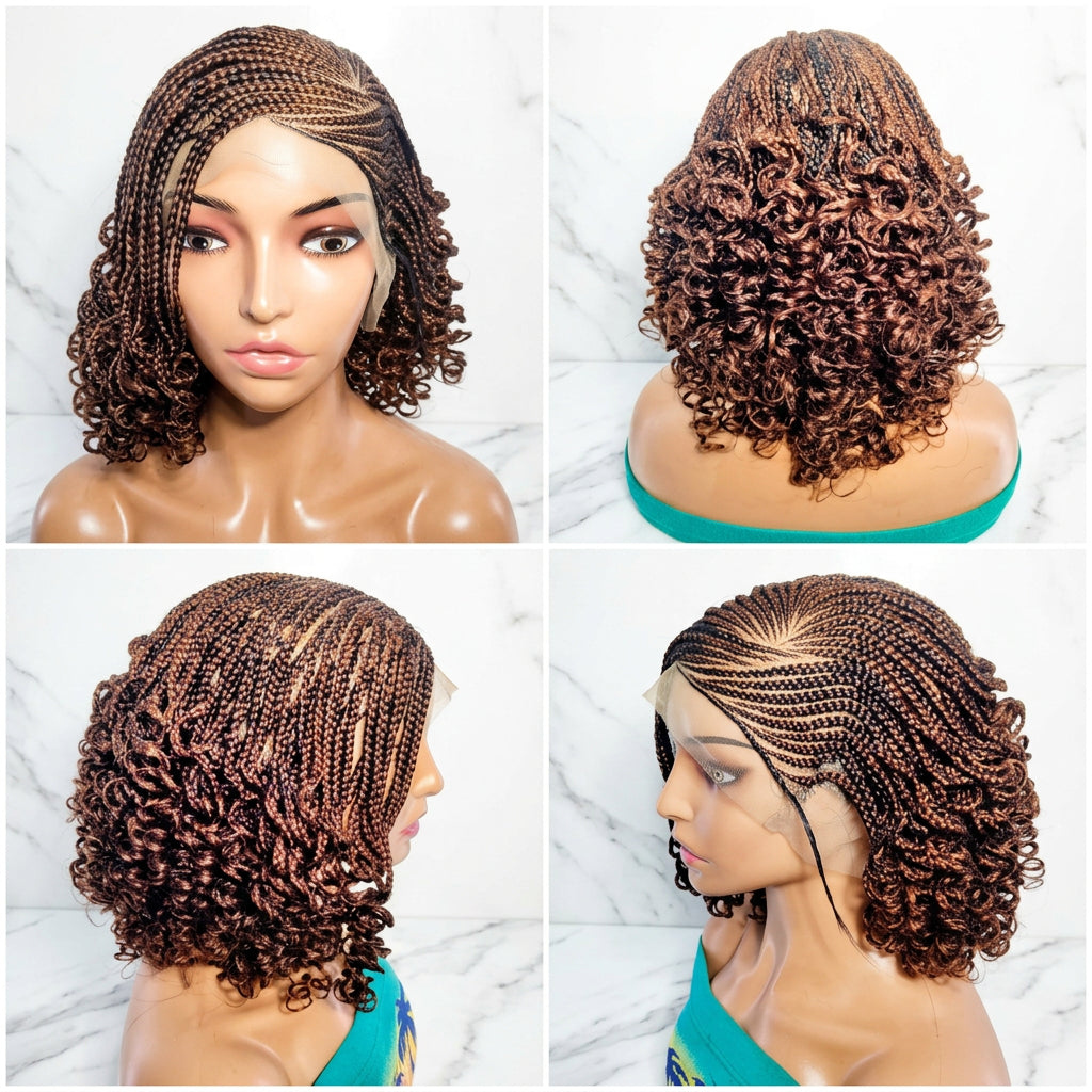 short braided curly hair wig 