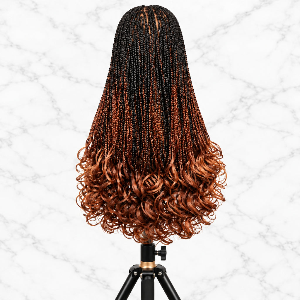 color black and ginger (350) ayya hair knotless braided wig