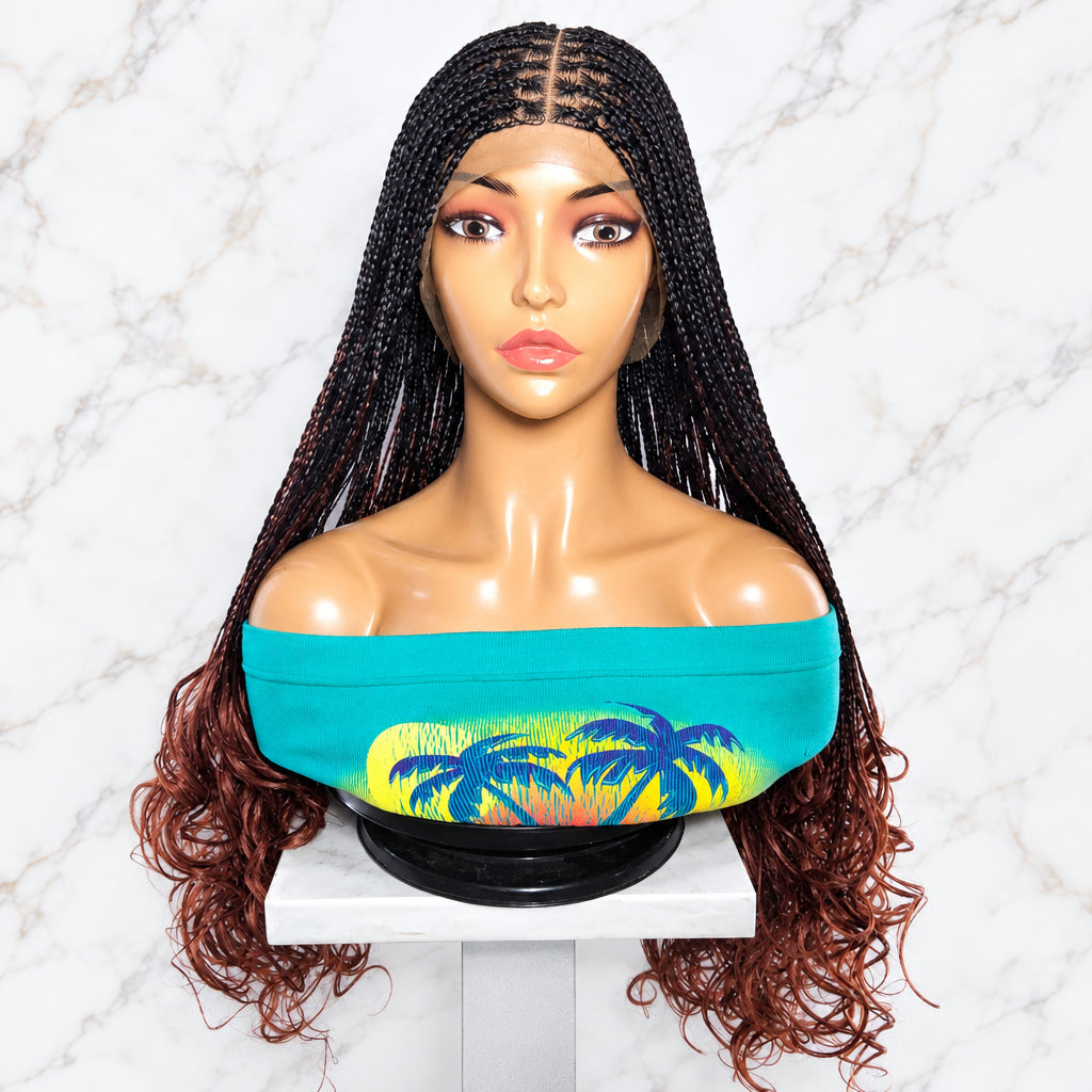 long straight knotless braids on a full lace cap with baby hair