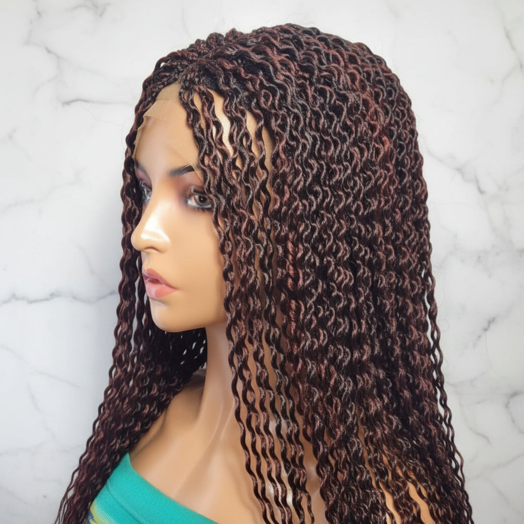 Lightweight Braided Wig. Brown Watermelon Braids. Front Closure Lace