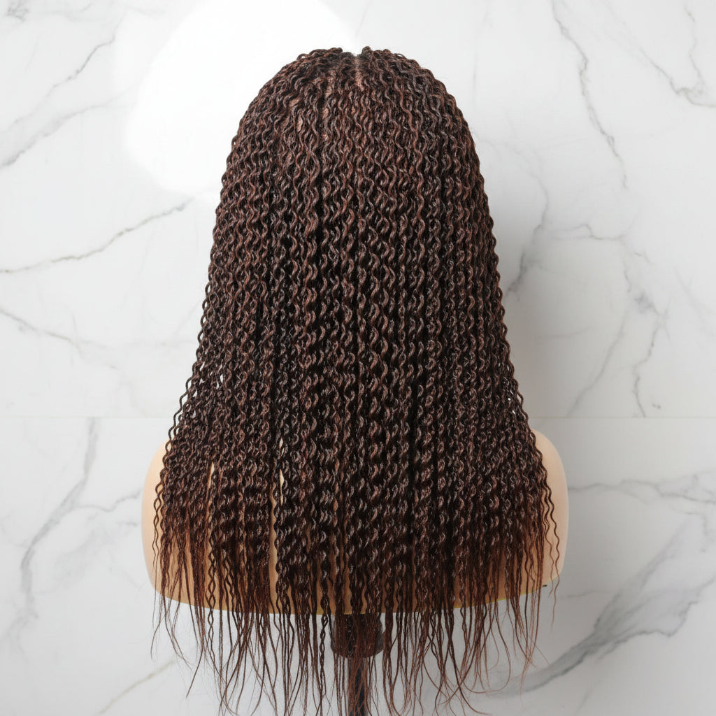 Lightweight Braided Wig. Brown Watermelon Braids. Front Closure Lace