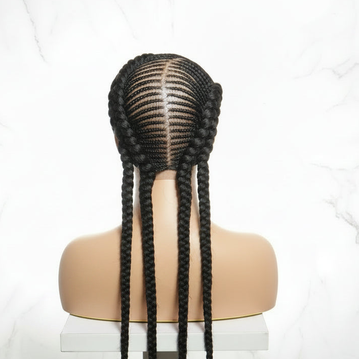Braided Wig. Large Double Cornrow Braids. Full Lace with Baby Hair.