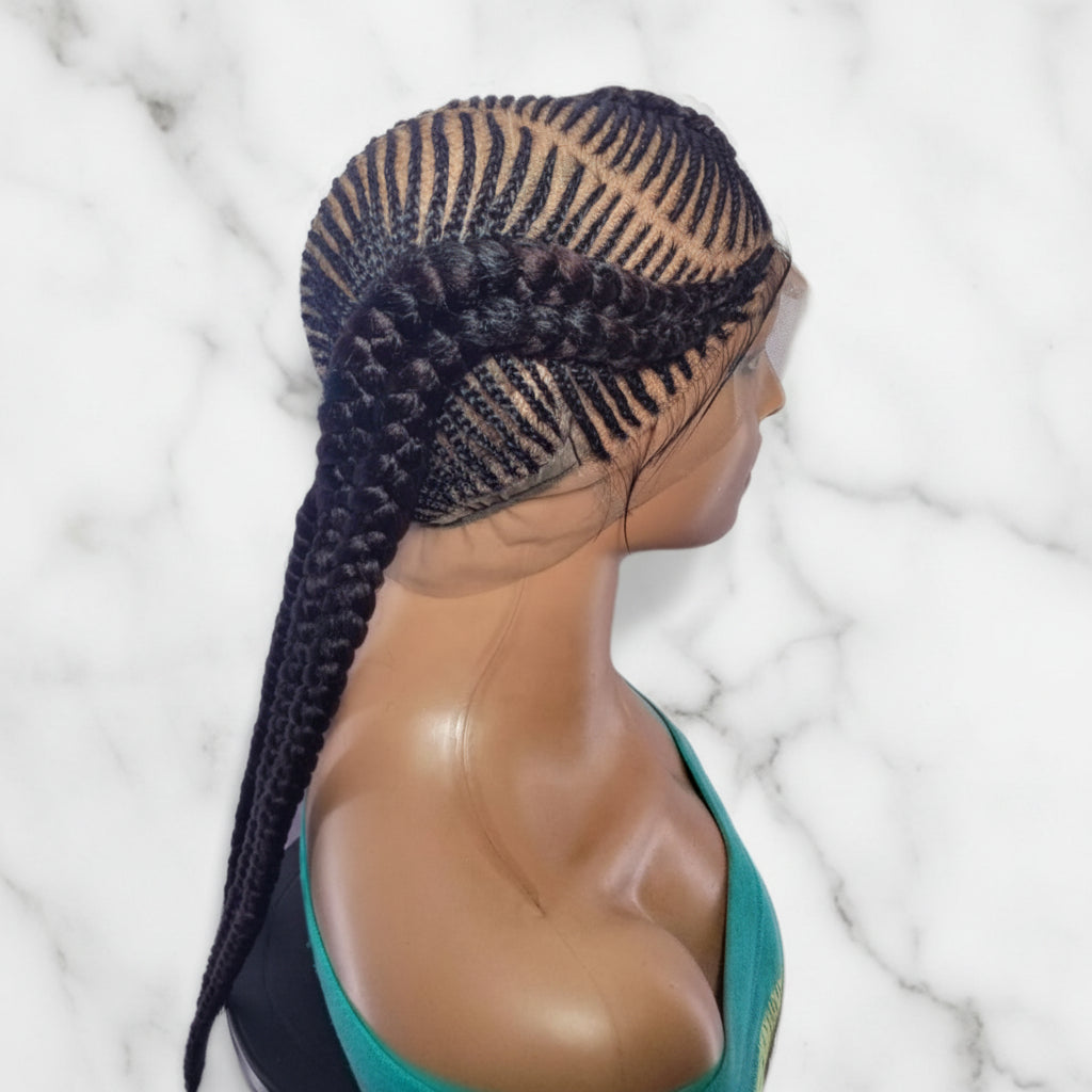 Braided Wig. Large Double Cornrow Braids. Full Lace with Baby Hair.