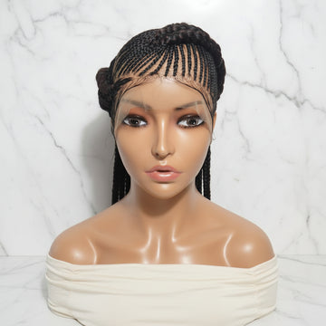Braided Wig. Large Double Cornrow Braids. Full Lace with Baby Hair.