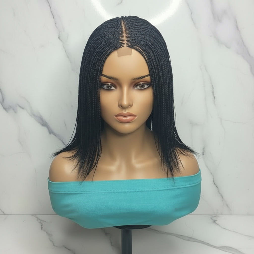 Micro Twist Braids. Frontal Lace Closure with Feather tips. Braided Wig