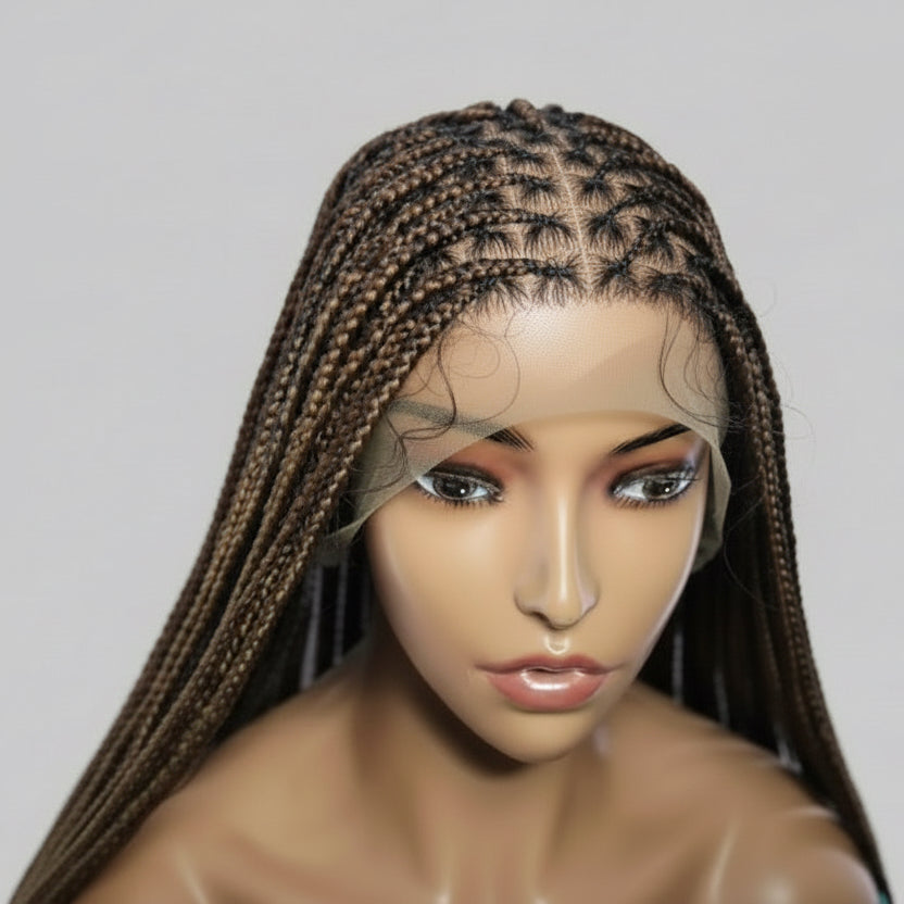360 HD Full Lace with Baby Hair, Knotless Braids Wig,  38 Inches, Ready-to-Wear