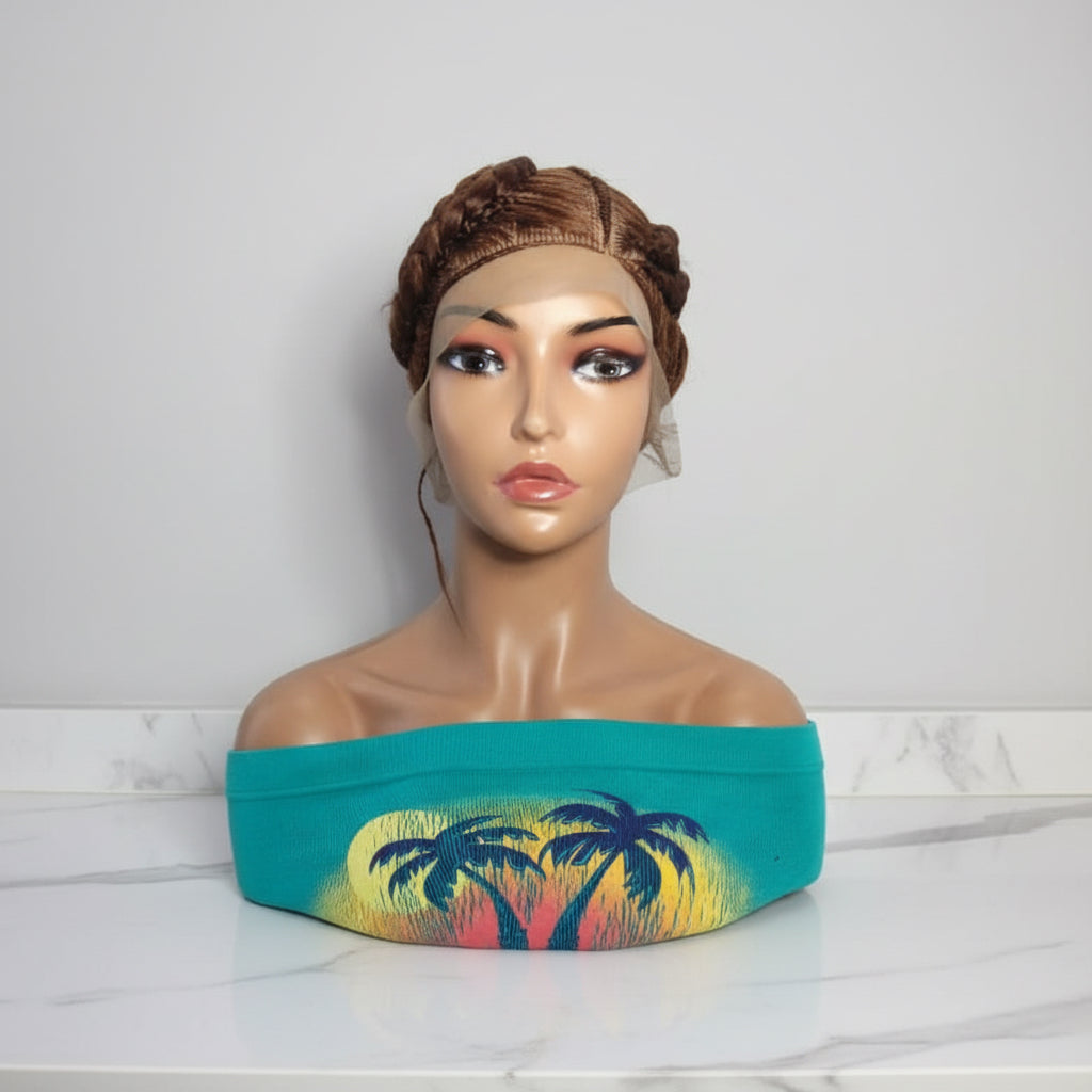 Bun Braided Wig. Large Double Braids. Full Lace with Baby Hair