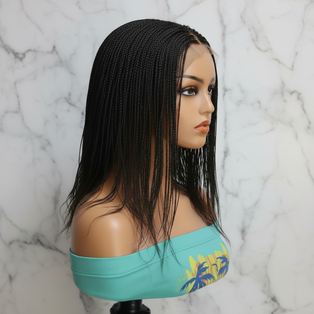 Micro Twist Braids. Frontal Lace Closure with Feather tips. Braided Wig