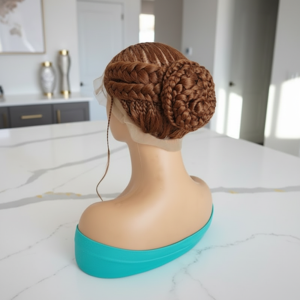 Bun Braided Wig. Large Double Braids. Full Lace with Baby Hair