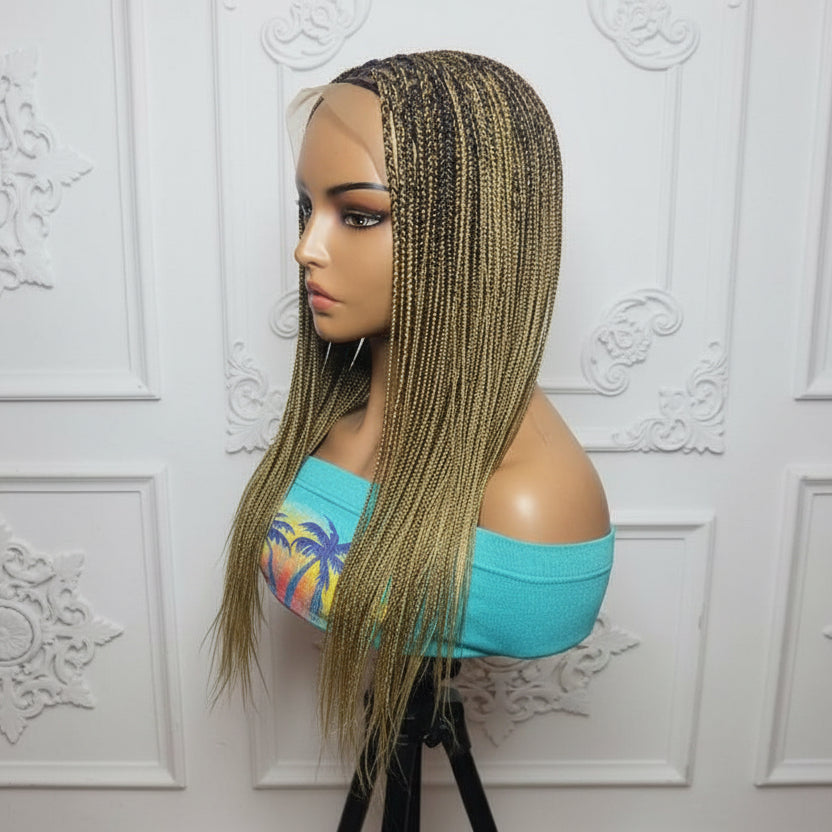 Micro Knotless Braids. Black and Golden Blonde. Full Lace Baby Hair.