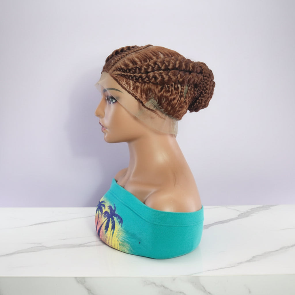 Bun Braided Wig. Large Double Braids. Full Lace with Baby Hair