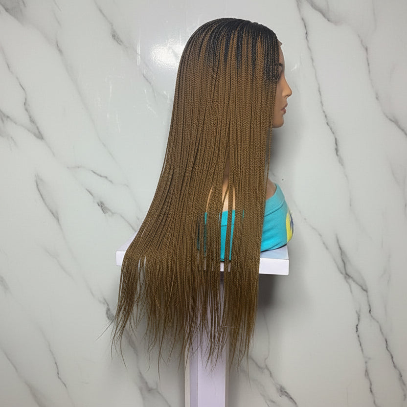 Micro Twist Braids. Frontal Lace Closure with Feather tips. Braided Wig