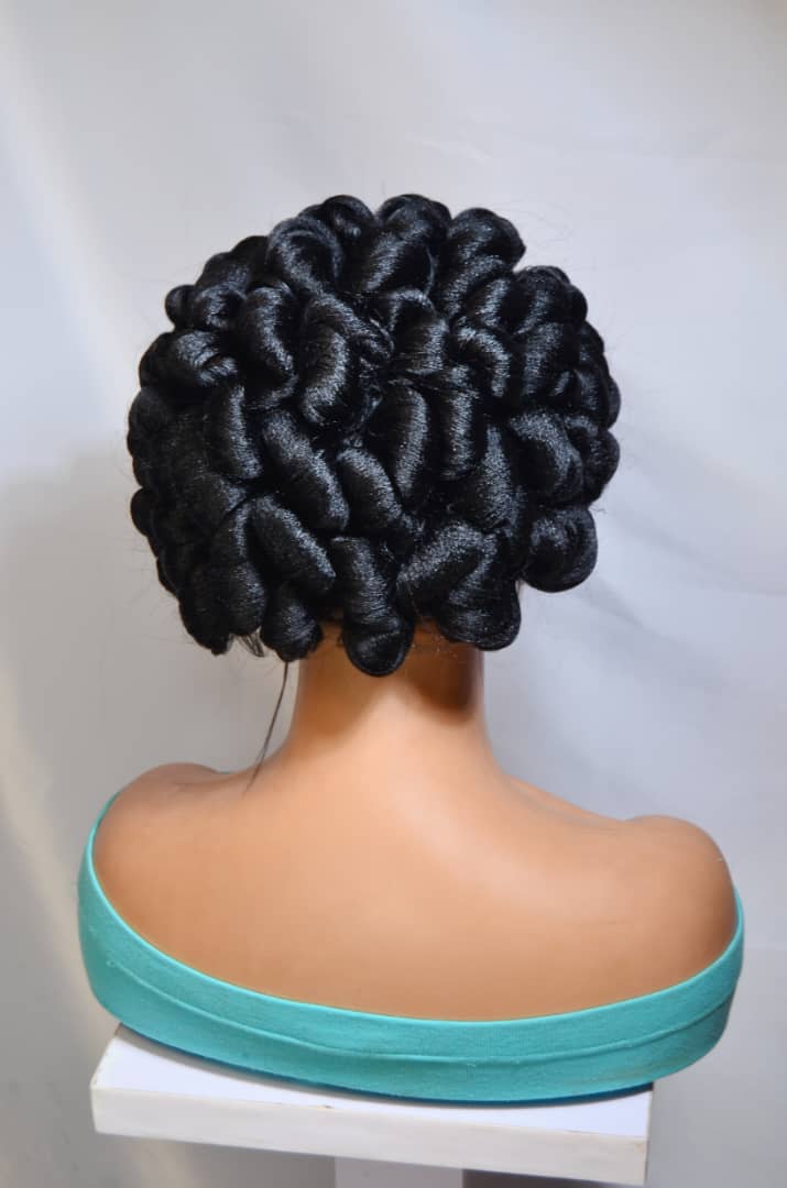 Braided Wig. Jumbo Twist Braids Puff Knots. Full Lace with Baby Hair. Bun Braid
