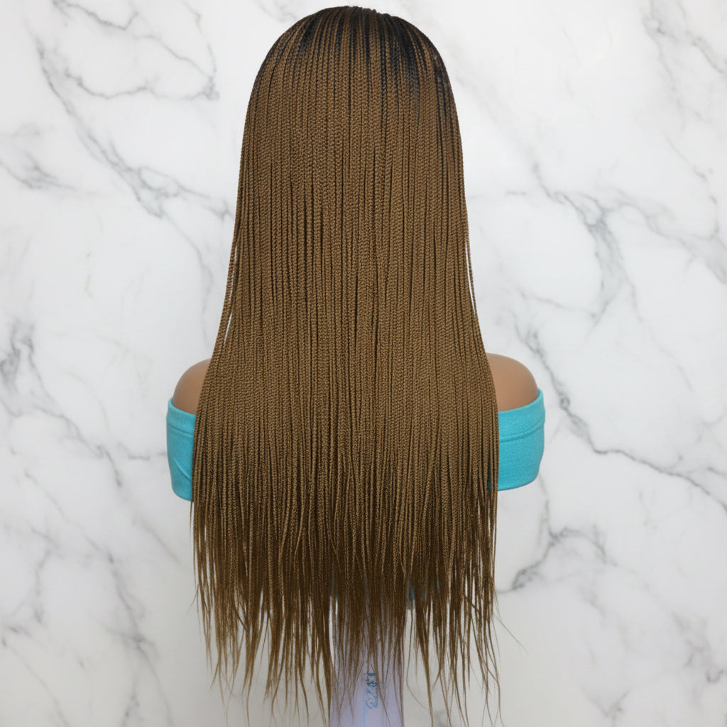 Micro Twist Braids. Frontal Lace Closure with Feather tips. Braided Wig