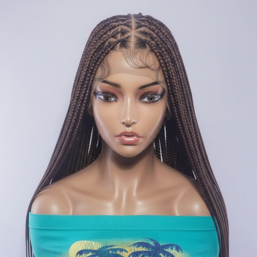 360 HD Full Lace with Baby Hair, Knotless Braids Wig,  38 Inches, Ready-to-Wear