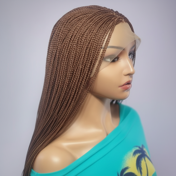 Micro Braids Wig, Full Lace Cap, Copper Brown, 32 Inch Length, Ready-to-Wear