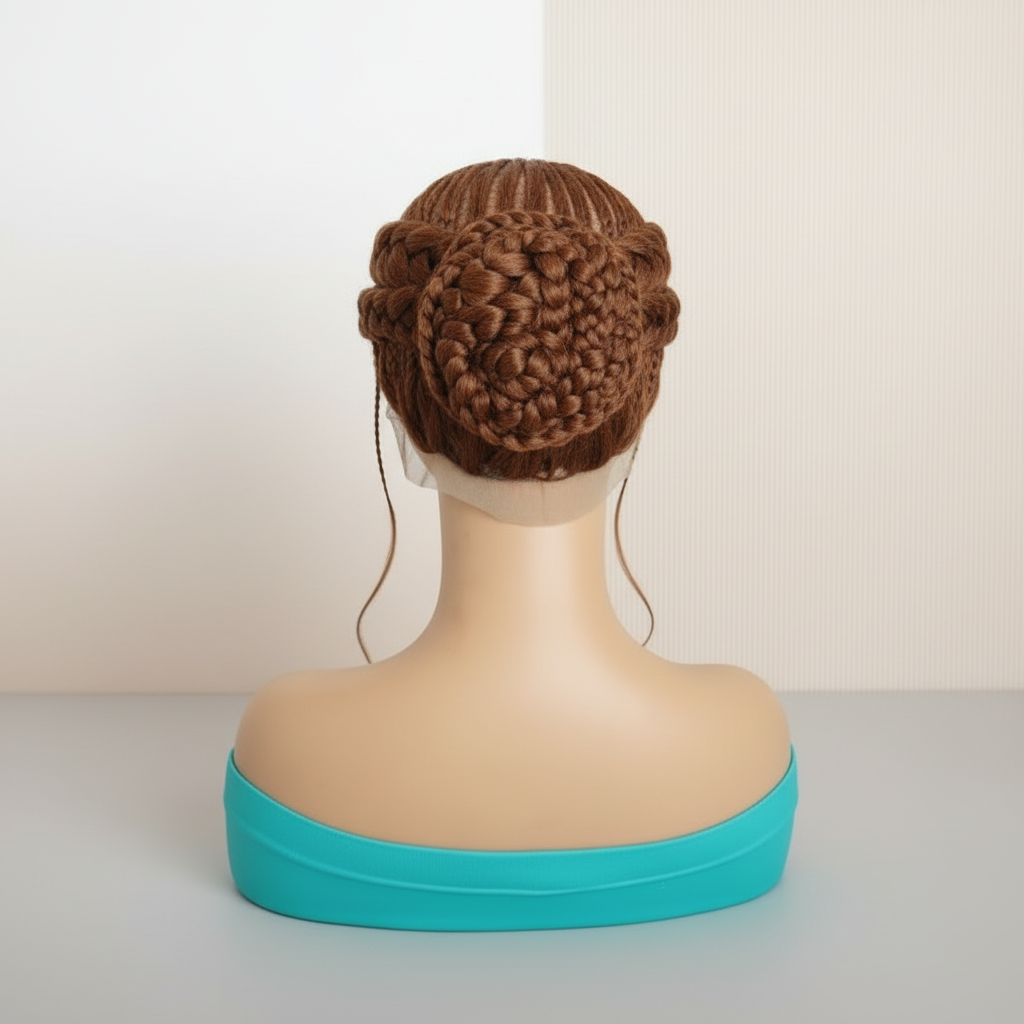 Bun Braided Wig. Large Double Braids. Full Lace with Baby Hair