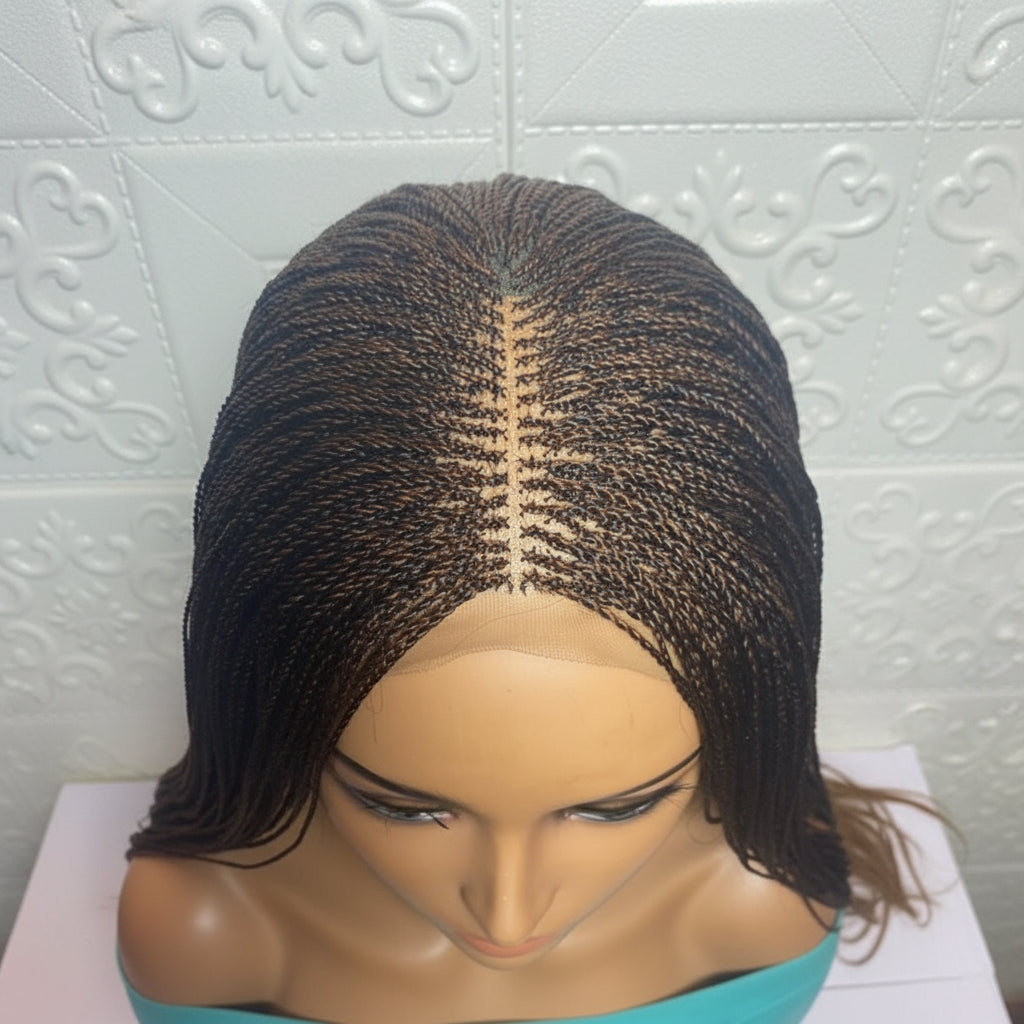 Micro Twist Braids. Frontal Lace Closure with Feather tips. Braided Wig