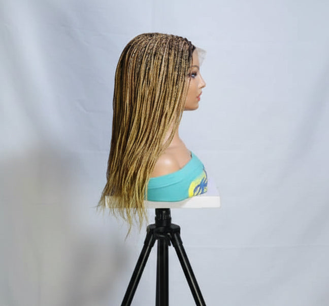 Micro Knotless Braids. Black and Golden Blonde. Full Lace Baby Hair.