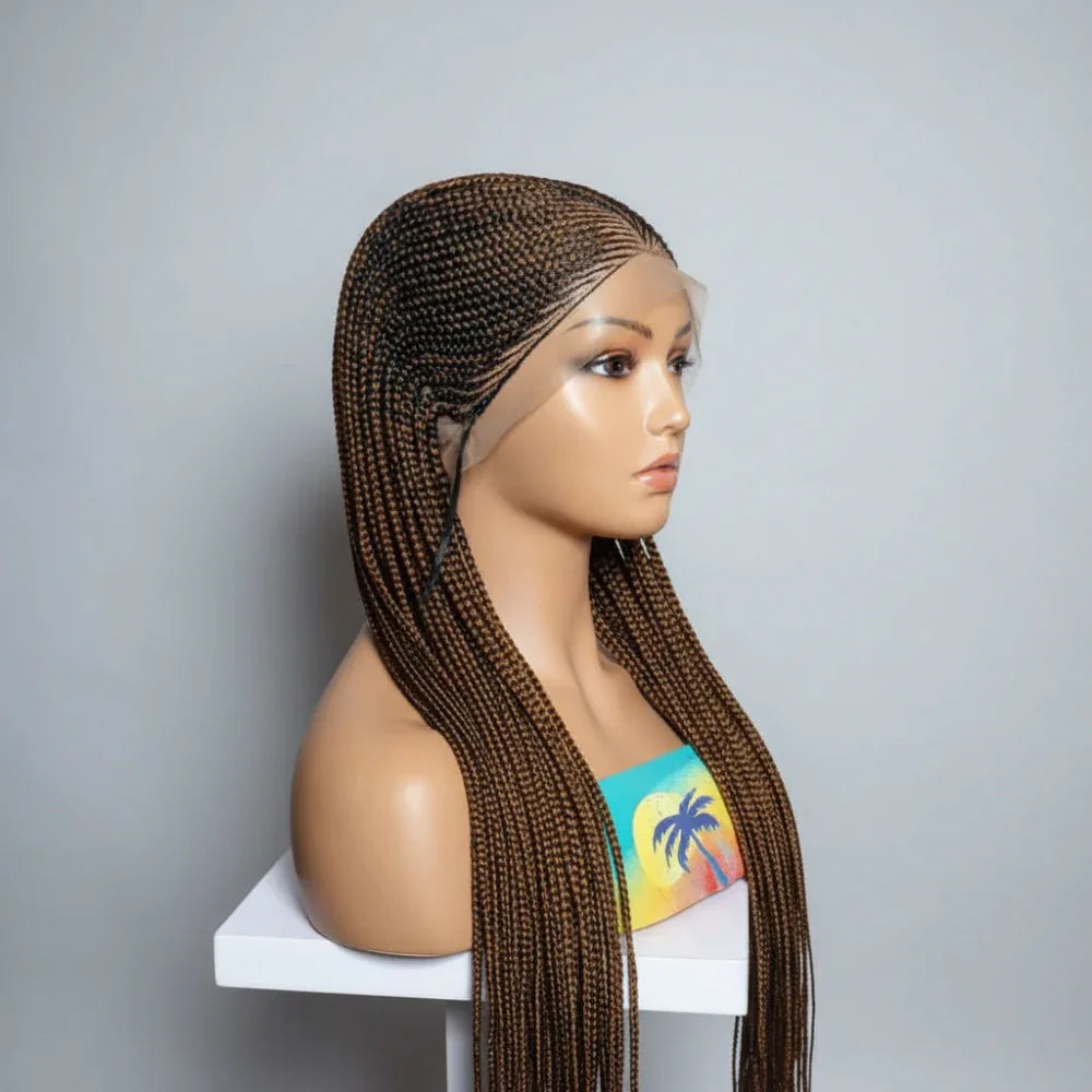 Handmade Braided Wig. Cornrow with Individual Box Braids. Full Lace with Baby Hair - EC Braided Wigs