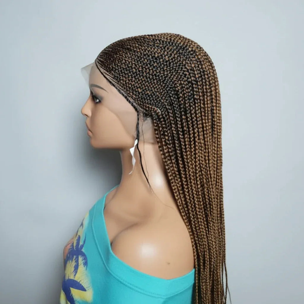Handmade Braided Wig. Cornrow with Individual Box Braids. Full Lace with Baby Hair - EC Braided Wigs