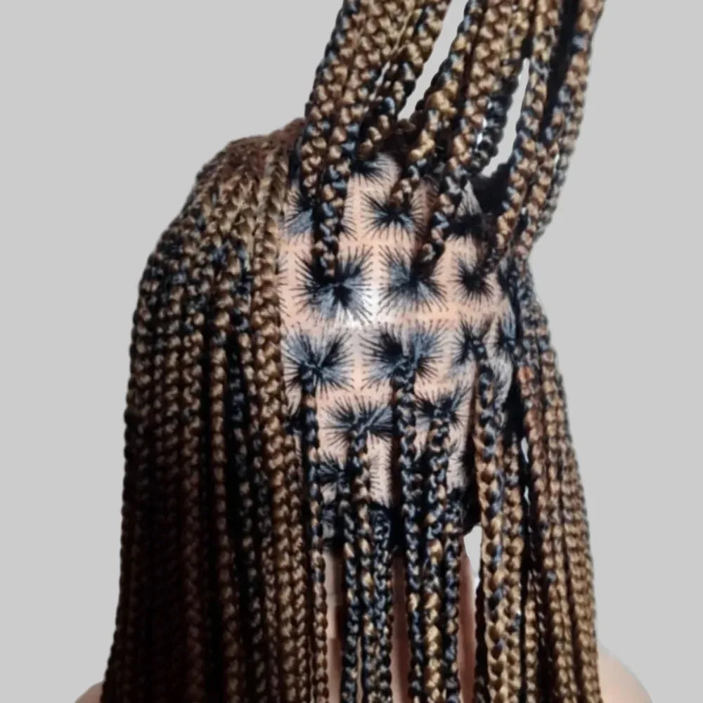 Handmade Braided Wig. Cornrow with Individual Box Braids. Full Lace with Baby Hair - EC Braided Wigs