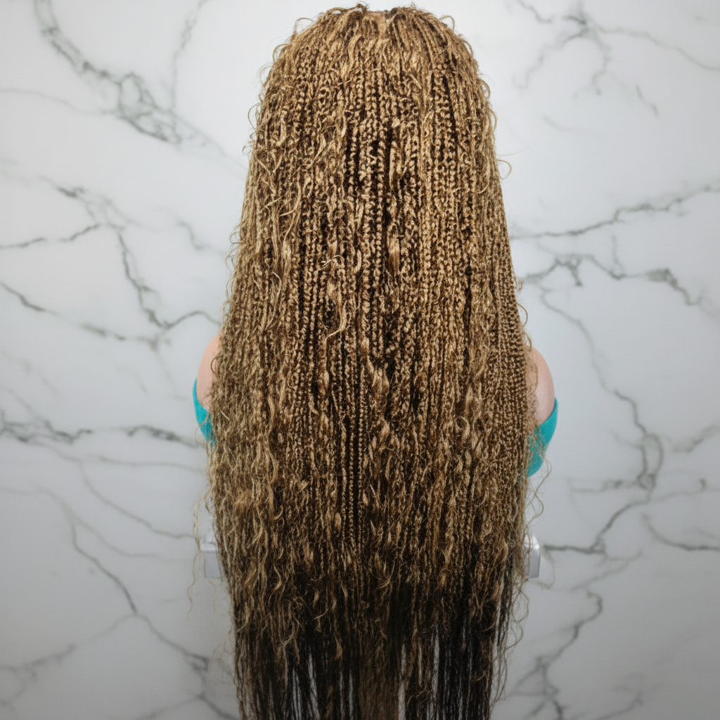 360 HD Full Lace Cap. BoHo Knotless Braids Braided Wig. Bora Bora Braids.