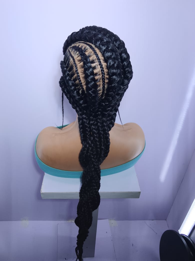 Braided Wig. Cornrow with Jumbo Puff Knots. Full Lace with Baby Hair