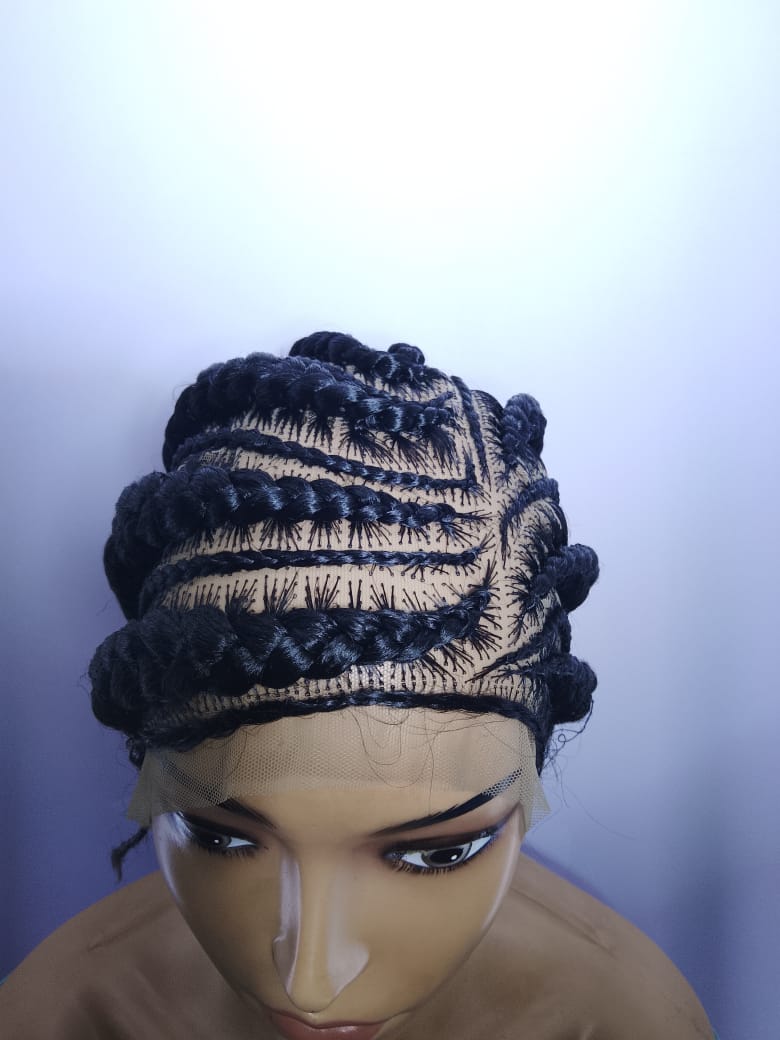 Braided Wig. Cornrow with Jumbo Puff Knots. Full Lace with Baby Hair