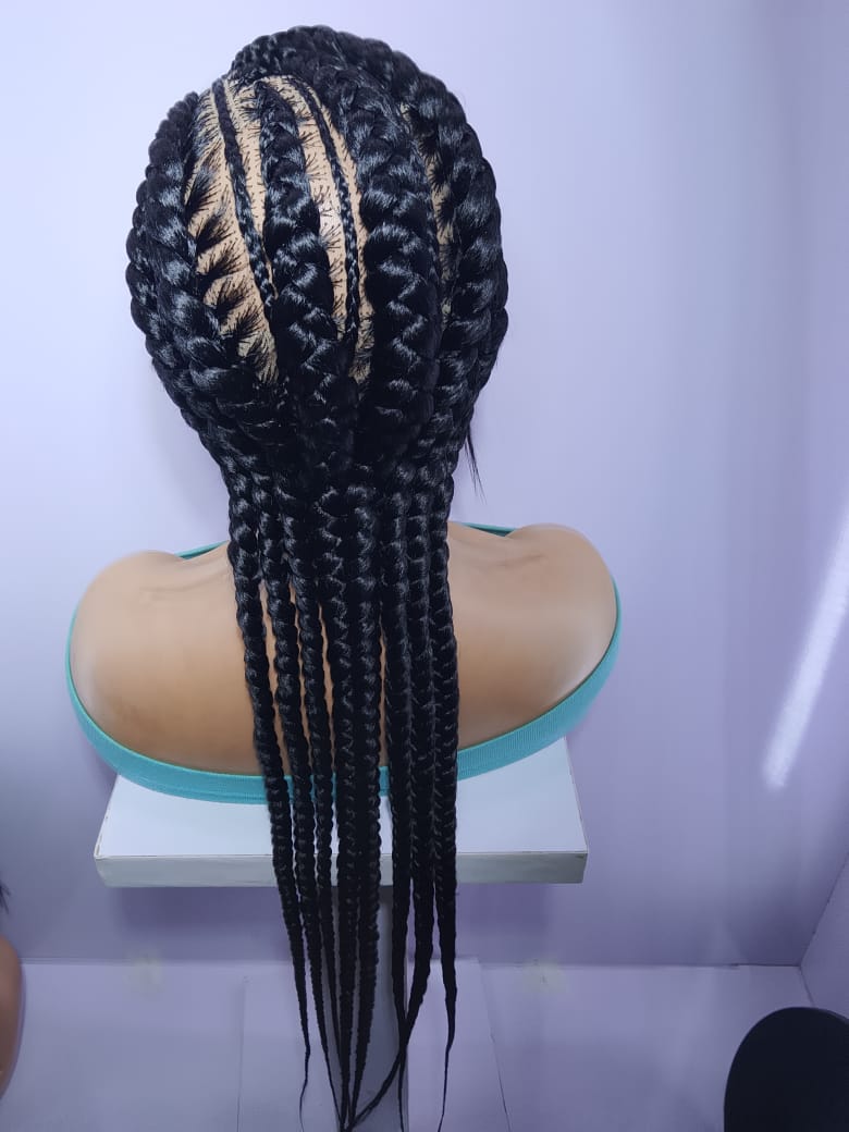 Braided Wig. Cornrow with Jumbo Puff Knots. Full Lace with Baby Hair