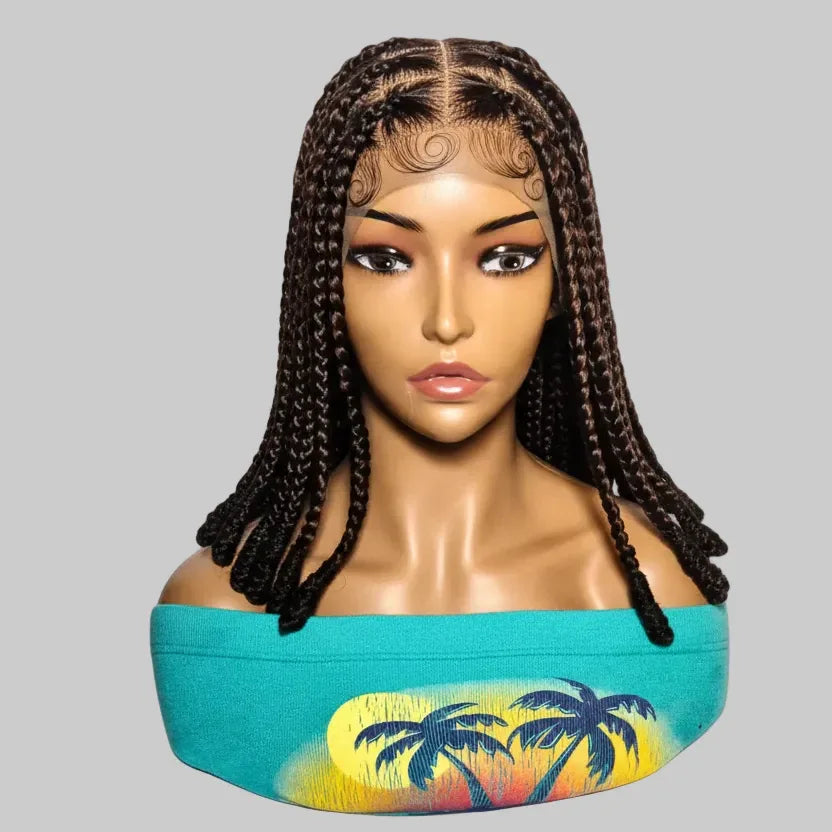 Large Knotless Box Braids Wig with Wrapped Ends. Protective Style - EC Braided Wigs