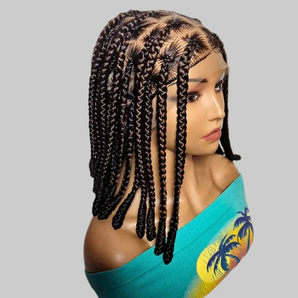 Large Knotless Box Braids Wig with Wrapped Ends. Protective Style - EC Braided Wigs